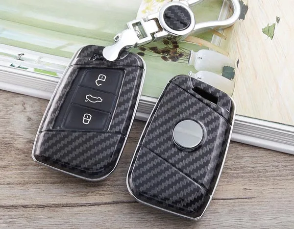C case with chain Автомобильный брелок для ключей, сумки для Volkswagen vw polo 5 golf 7 4 6 passat b6 b5 Shell, аксессуары для декорирования машины из углеродного волокна - Название цвета: C case with chain