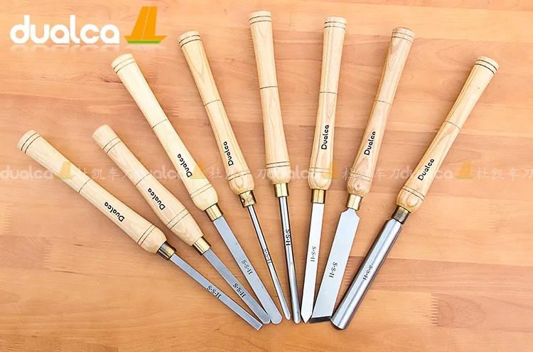 US $118.80 8PCS HSS Wooden Turning Chisel Tools SET with High Speed Steel Blade Ashtree Handle in Bag