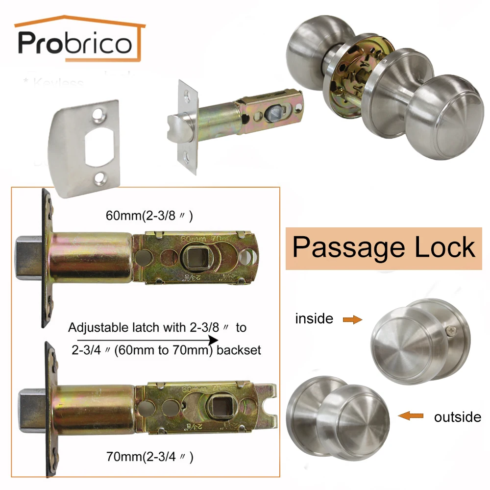 Probrico межкомнатные дверные ручки с поворотным замком, дверные ручки из нержавеющей стали, замок для входа/конфиденциальности/прохода для спальни, гостиной