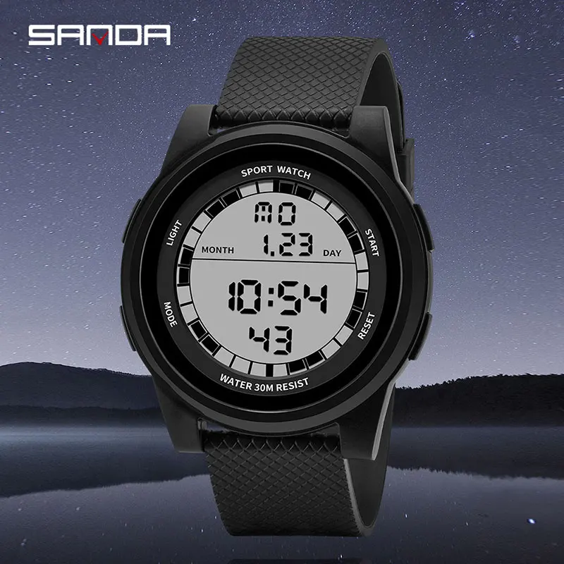 2018 New SANDA Super Slim Digital Watch Men Waterproof 3ATM Men's Watches Ultra Thin Military Sport Watch Relogio Masculino 365