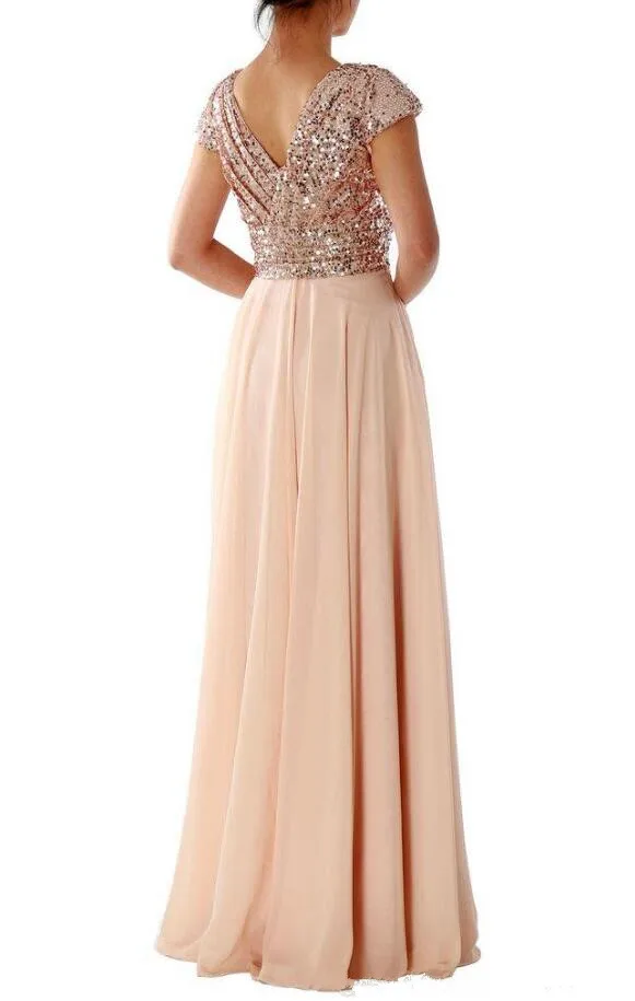 rose gold chiffon dress
