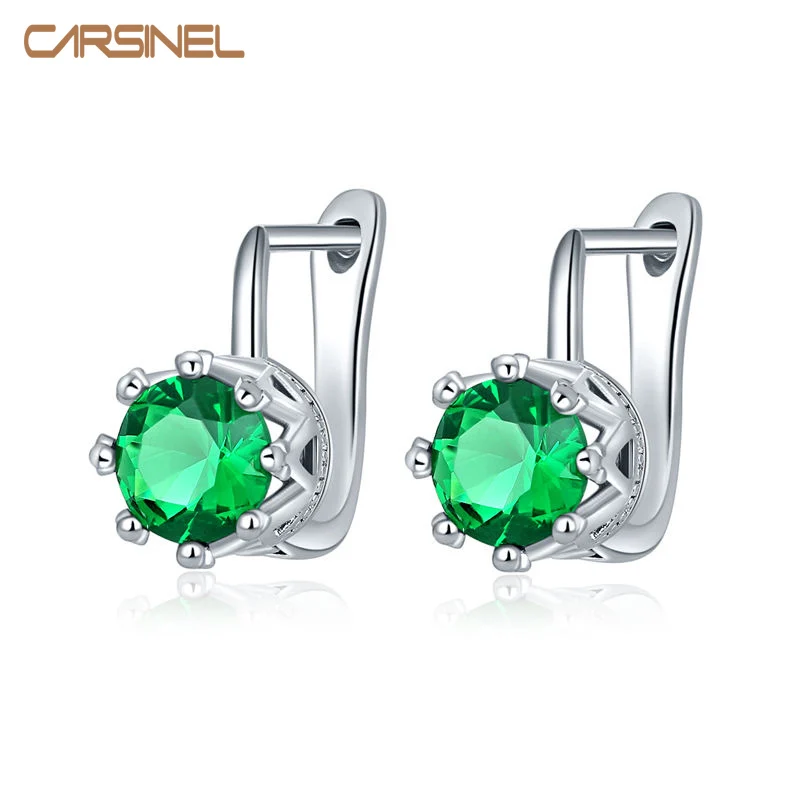 

CARSINEL Fashion Woman Silver color Filled AAA+ Cubic Zircon Hoop Earrings Trendy White Gold Earrings for Women Jewelry ER0281