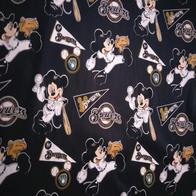 Хороший 110 см широкий черный низ мультфильм Микки хлопковая ткань Пивовары Микки Маус печатных хлопчатобумажная ткань DIY шитье детская одежда