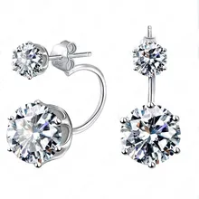 Высокое качество серьги большие кубические циркониевые серьги ювелирные изделия Высокое качество 925 пробы серебряные серьги-гвоздики для женщин