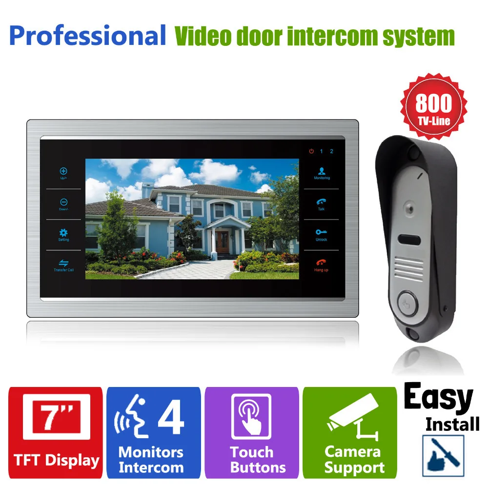 bilder für Homefong 7 "LCD Video-türsprechanlage Intercom Türklingel Kamera 800TVL Home Security Türverkleidung Überwachungssystem bilder für Homefong 7 "LCD Video-türsprechanlage Intercom Türklingel Kamera 800TVL Home Security Türverkleidung Überwachungssystem
