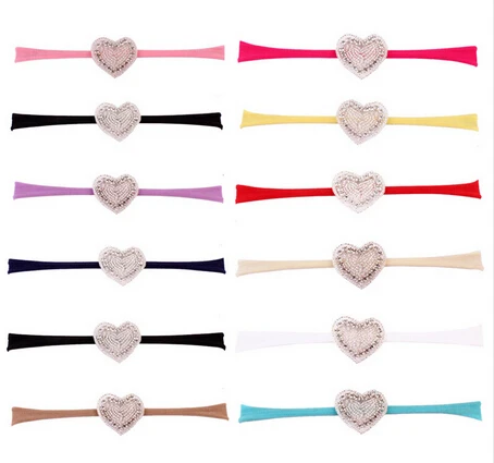 

12pcs/lot Girls Rhinestone Love Headband Cute Newborn Elastic Cute Headbands Kids Hair Bands Accessories Bandeau bebe