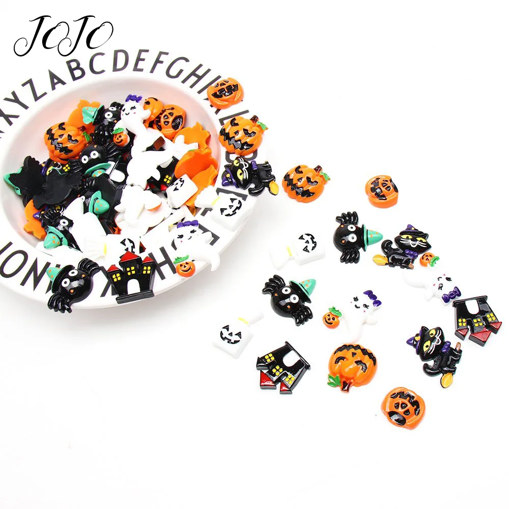 

JOJO BOWS 10pcs DIY Crafts Supplies Halloween Flatback Planar Resin Accessory For Phone Case Sticker Party Decoration Materials