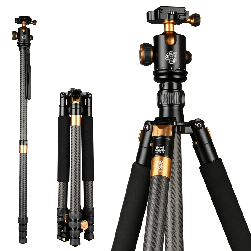 

Qingzhuangshidai 2016 New Pro. Q1088C Professional Carbon Fiber Tripod Monopod Ball Head Compact Traveling For DSLR Camera