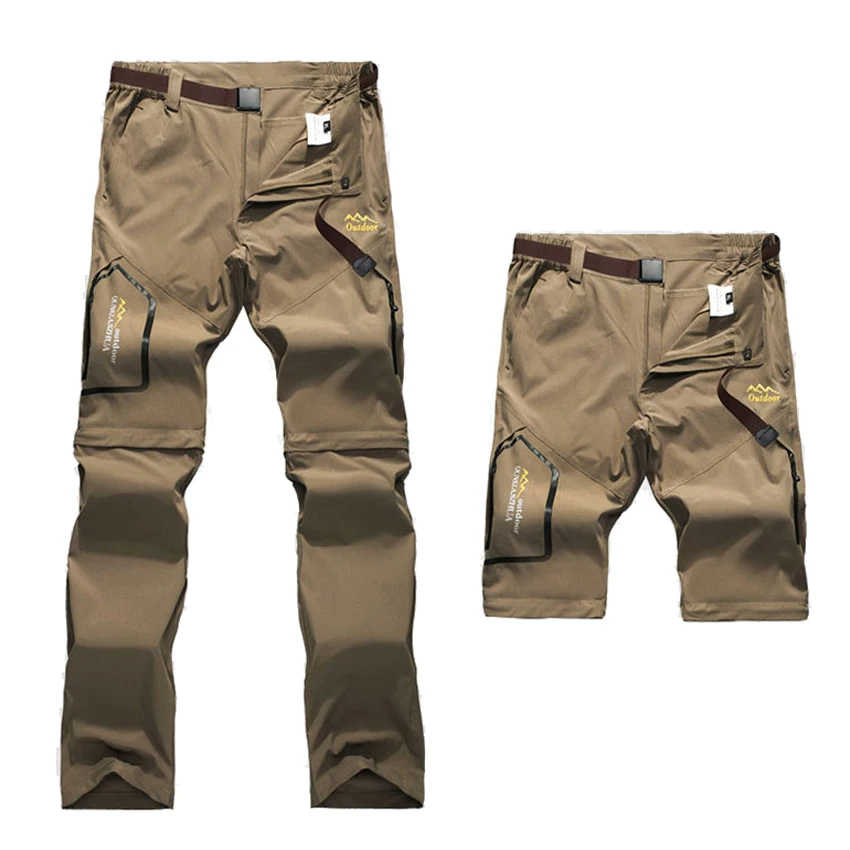 

2018 Men's Quick Dry Cargo Pants Male Removable breathable Pants Mens OutdoorHiking Trekking Tactical Men Women Trousers 6XL
