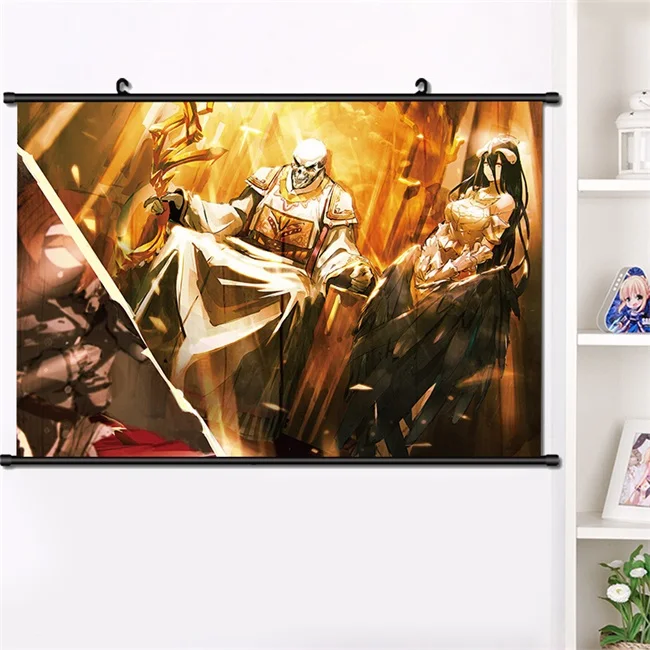 Персонаж Аниме Overlord Ainz Ooal платье альбедо Косплей настенный свиток Фреска плакат настенный подвесной HD плакат коллекция домашнего декора 40 × 60cm - Цвет: B