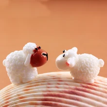 10pcs Miniature Animal Cute Mini Kawaii Cabochons Sheep Goat Resin Figurines Micro Landscape Fairy Garden Terrarium Accessories