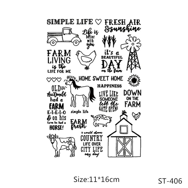 

ZhuoAng Village House Livestock Truck Clear/Seals Stamps For DIY Scrapbooking/Card Making/Album Decorative Silicon Stamp Crafts