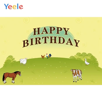

Yeele Horse Cow Sheep Chicken Duck Grassland Tree Photography Backgrounds Customized Photographic Backdrops for Photo Studio
