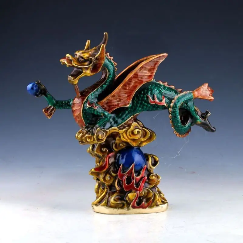 

EXQUISITE WORKMANSHIP CHINESE CLOISONNE HANDWORK DRAGON STATUE good