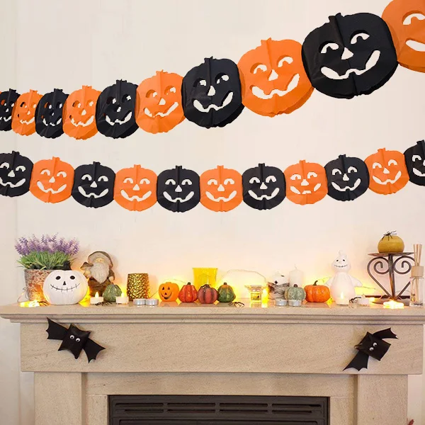 

Hot Interesting Halloween Paper Bunting Banner Pumpkin Bat Spider Ghost Home Party DIY Decoration Hogard AU22