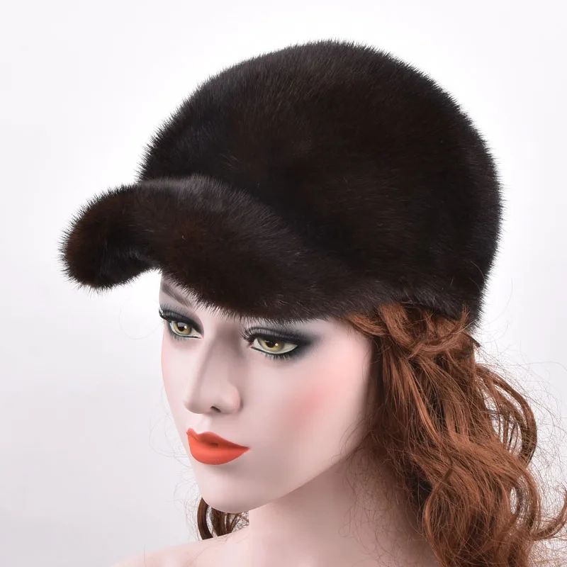 

Men's Women natural Real mink fur hats autumn and winter warm fashion luxury genuine whole mink fur visors cap for men hat