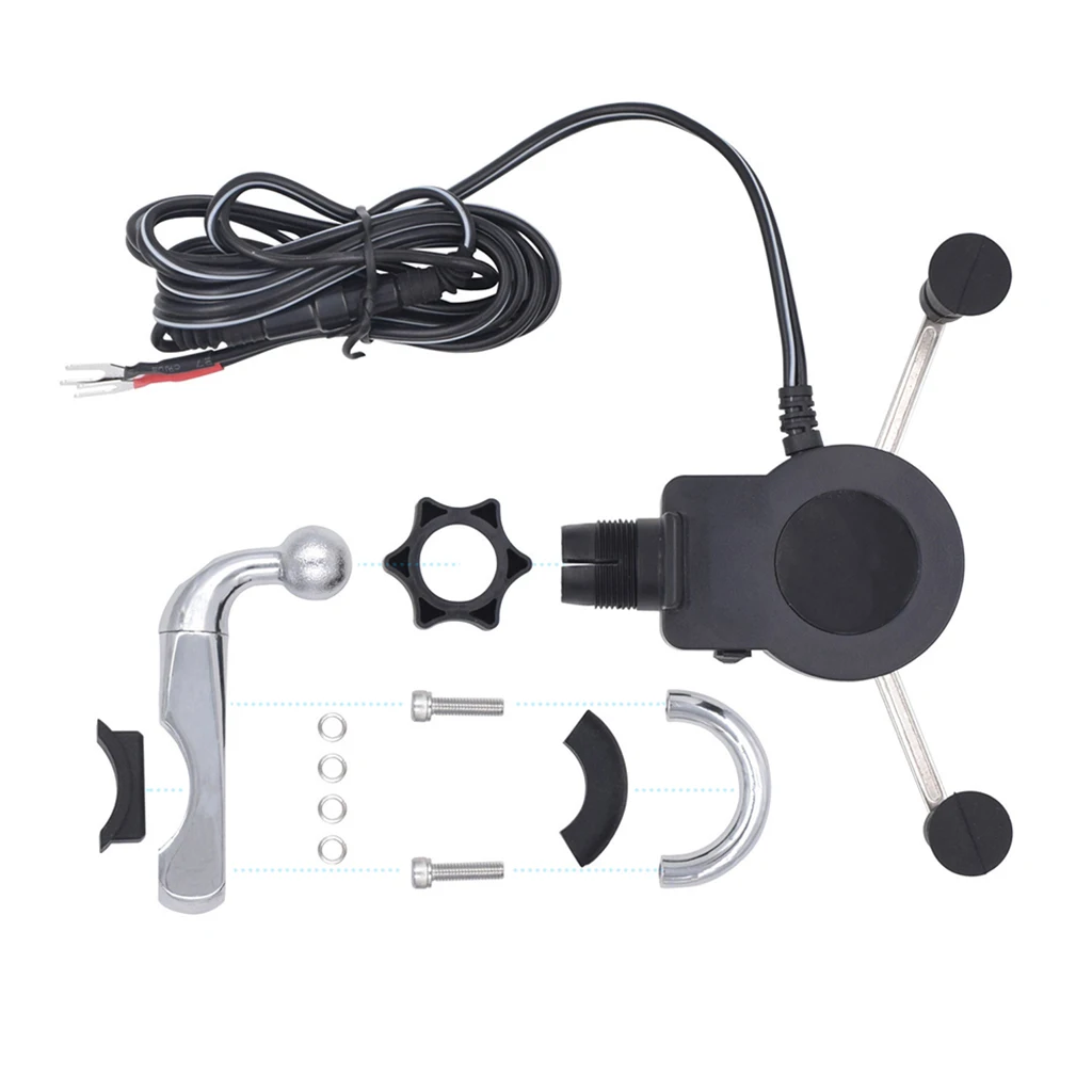 Держатель для телефона из АБС-пластика и цинка и сплава, крепление на руль мотоцикла с USB для 4-5," смартфона/gps для iPhone/samsung/Xiaomi и т. Д