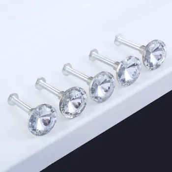 

DRELD 5Pcs 20mm Diamond Crystal Door Knob Furniture Handle Cabinet Knobs and Handle for Furniture Cupboard Kitchen Pull Handle
