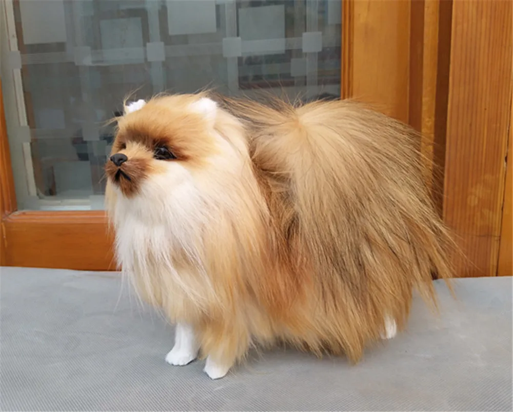 handmade simulation Pomeranian dog toy made of plastic and fur4