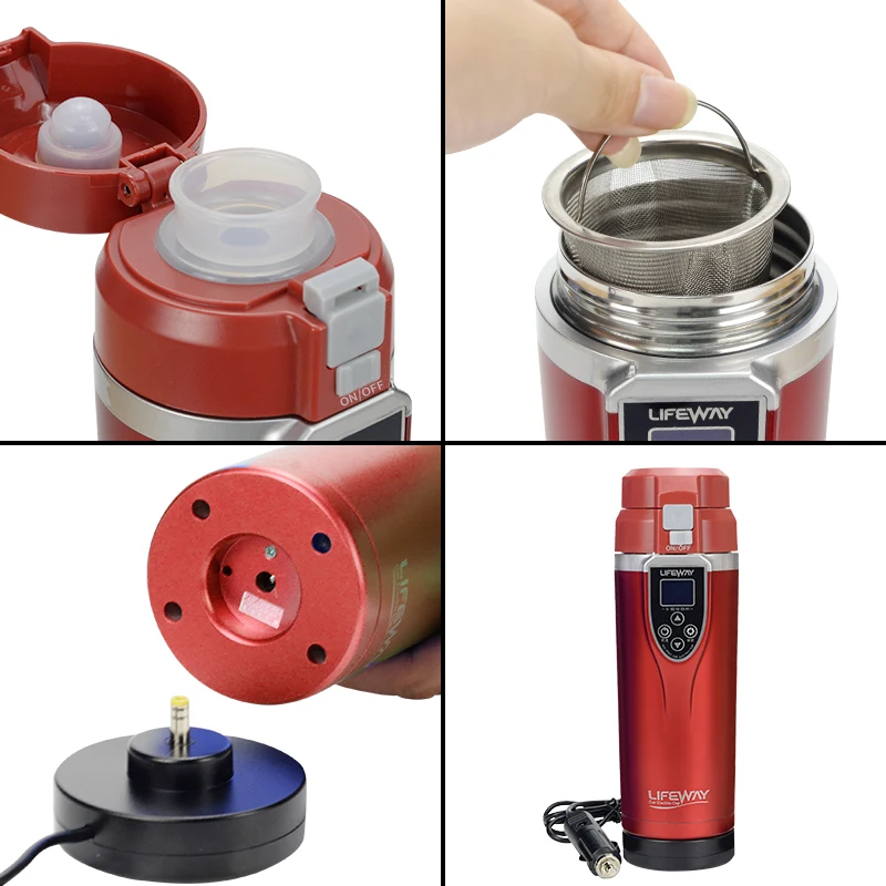 350Ml Auto Car Heating Cup Electric Heated Mug 12V/24V Adjustable Temperature Electric Thermos Portable Travel Kettle in the Car