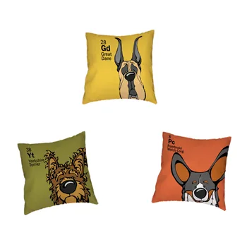 

Colorful Cartoon Style Throw Pillow German Hound French Bulldog Schnauzer Short Hair Office Home Decoration Square Cushion Cover