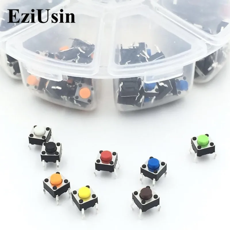 EziUsin 160pcs 6*6*5mm Colorful Light Touch Button Micro Switch DIP ON ...