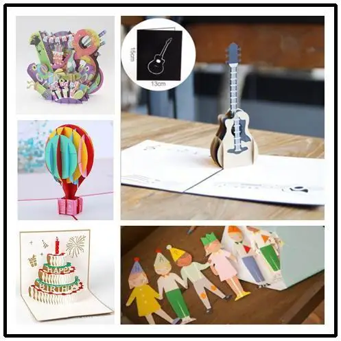 

3D guitar postcard birthday pop up card creative festival music party Invitations greeting card thanksgiving blessing card