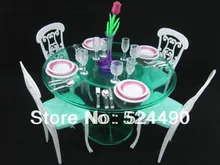 Doll Accessories Girl s toy Furniture with Saucer Dinner Table Chair Set for 1 6 Barbie