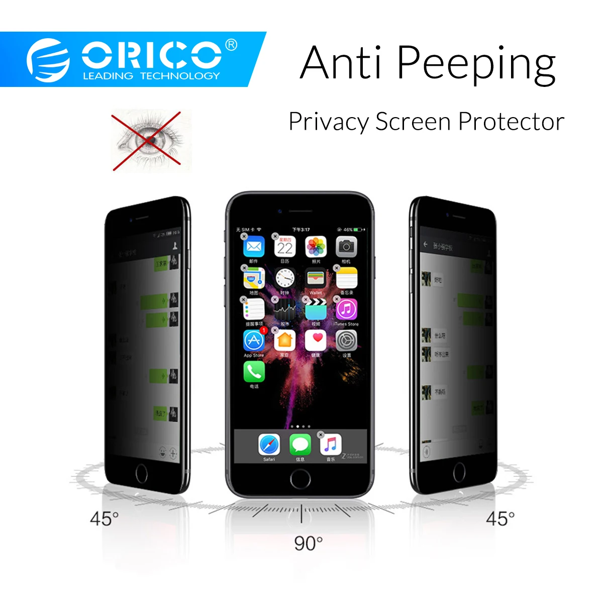  ORICO Anti Peeping Privacy Screen Protector Für iphone 7 Plus 8 Gehärtetem Glas Schutz Glas Auf iph