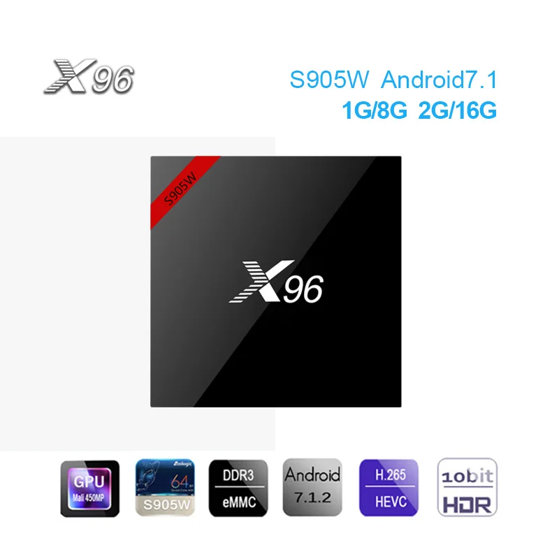 X96 Android 7 1 ТВ Box Amlogic S905W EMMC 4 ядра 2 ГГц WI-FI HDMI 0 Bluetooth Smart Декодер каналов кабельного