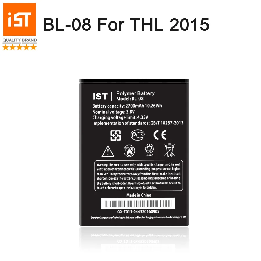 

2019 New 100% IST Original BL-08 Mobile Phone Battery For THL 2015 2015A BL-08 BL08 BL 08 Real 2700mAh Replacement Battery