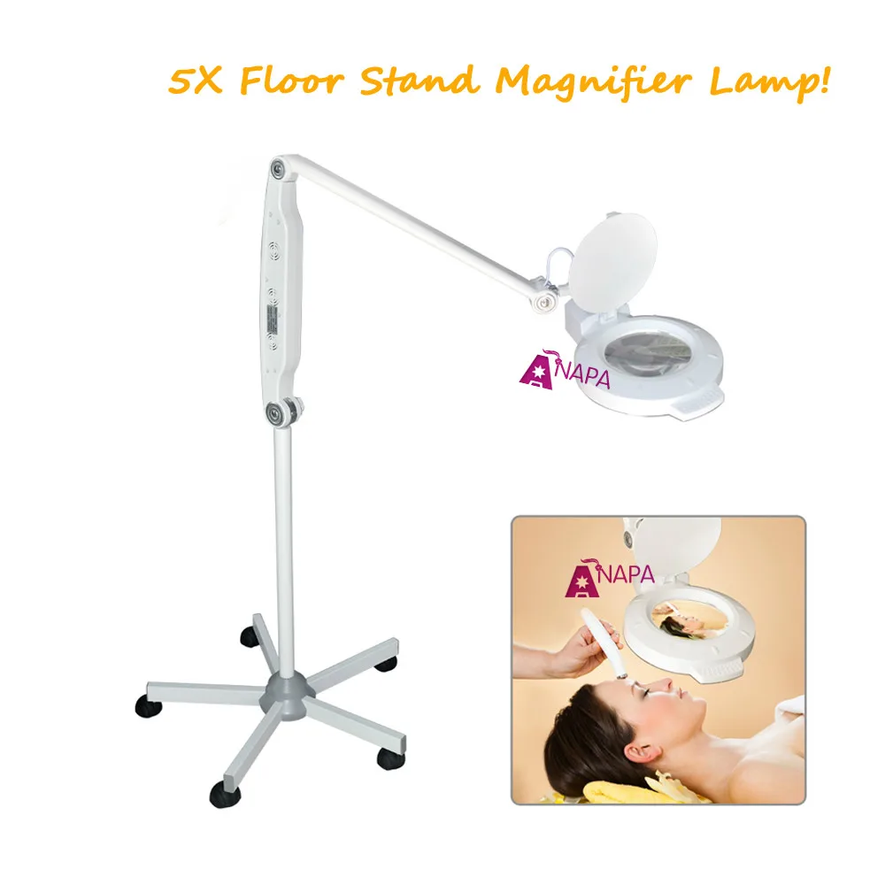 5 Diopter Magnifying Lamp LED Light Rolling Magnifier Facial Tattoo