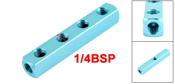 Air Compressor 1/4BSP 4 Way Hose Pipe Inline Manifold Block Splitter