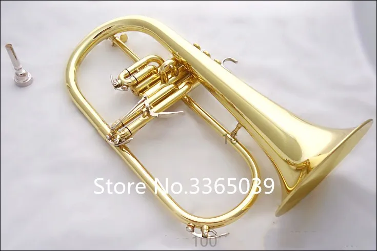 

Flugelhorn Instrument Bb lacquer gold golden trumpet original Flugelhorn LT180S-184 with Piston Case Professional level