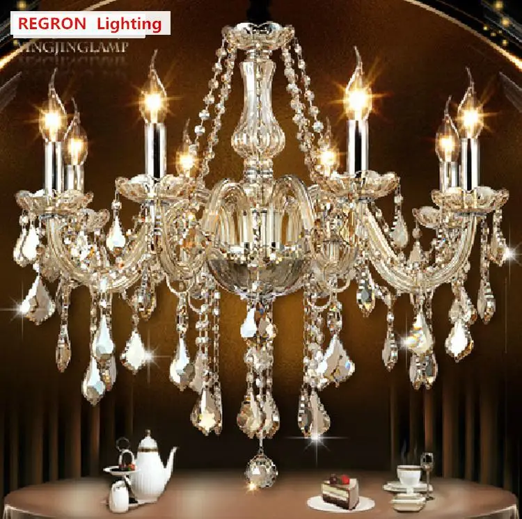 Regron моды люстра свет коньяк Led хрустальная лампа Splendid Церковь висит освещения