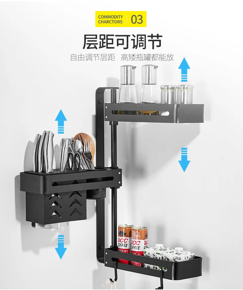 Черная кухонная стойка для специй, кухонные принадлежности, хранилище для банок с приправами, настенная американская вращающаяся многофункциональная стойка