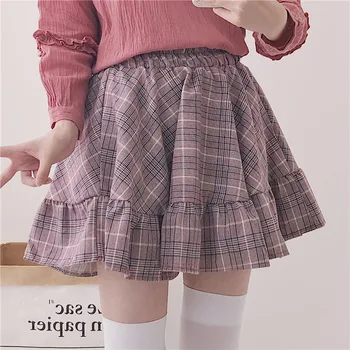 

Cute Sweet Retro Plaid Skirt Women High Waist Loose Skirts 2019 New Japanese Cute Stuff Student Girl Skirts