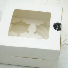 Простая белая жесткая бумажная карта 4 Кекс Маффин коробка печенье на десерт упаковка коробки пудинг мусс упаковка сувениры