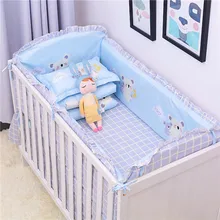 6Pcs/Lot Cartoon Plane Baby Bed Bumpers for Boys Crib Cot Bumper Baby Bed Protector Crib Bumper Newborns Toddler Bed Bedding Set promotion 7pcs new styles baby crib bedding set baby bedding crib bumper kit bed around bumper duvet matress pillow
