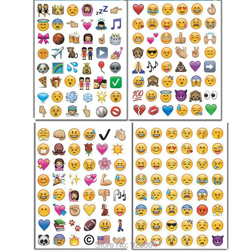 

big size 8Sheets 384 pattern Stickers Popular Lovely Die Emoji Smile Face sticker For Notebook Message Funny Creative Decor Toys