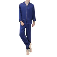 Шелковые мужские пижамы, 19 мм,, шелковые пижамы для пары, комплект с длинными рукавами, 2 предмета, одежда для сна для мужчин, размер L, XL, XXL