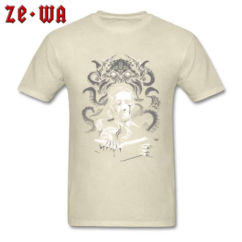 100% Cotton Man Short Sleeve Love Cthulhu Tshirts Design T Shirt New Coming Unique Crew Neck Tee Shirts Top Quality Love Cthulhu beige