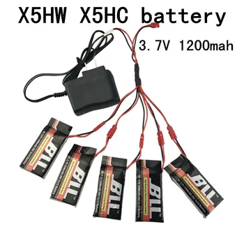 

5PCS 3.7V 1200mah LiPo Battery + AC Charger American Standard Plug for SYMA X5HW X5HW RC Drone Quadcopter Spare Parts Set