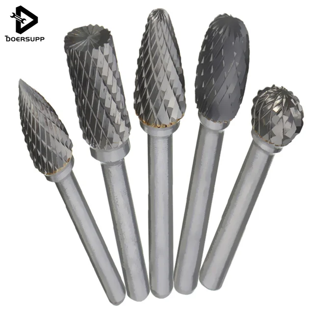 5pcs 12mm Head Tungsten Carbide Rotary Point Burr Die Grinder Bit 6mm