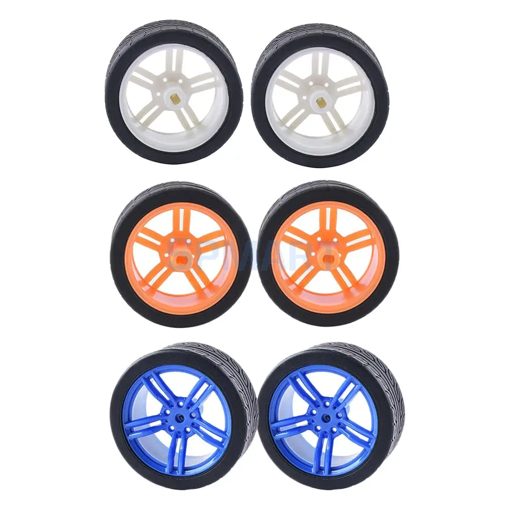 2pcs Rubber Tire TT Motor Car Wheel Smart Car Wheel for Robot Car RC Model Car Kids DIY Toy Car accessories