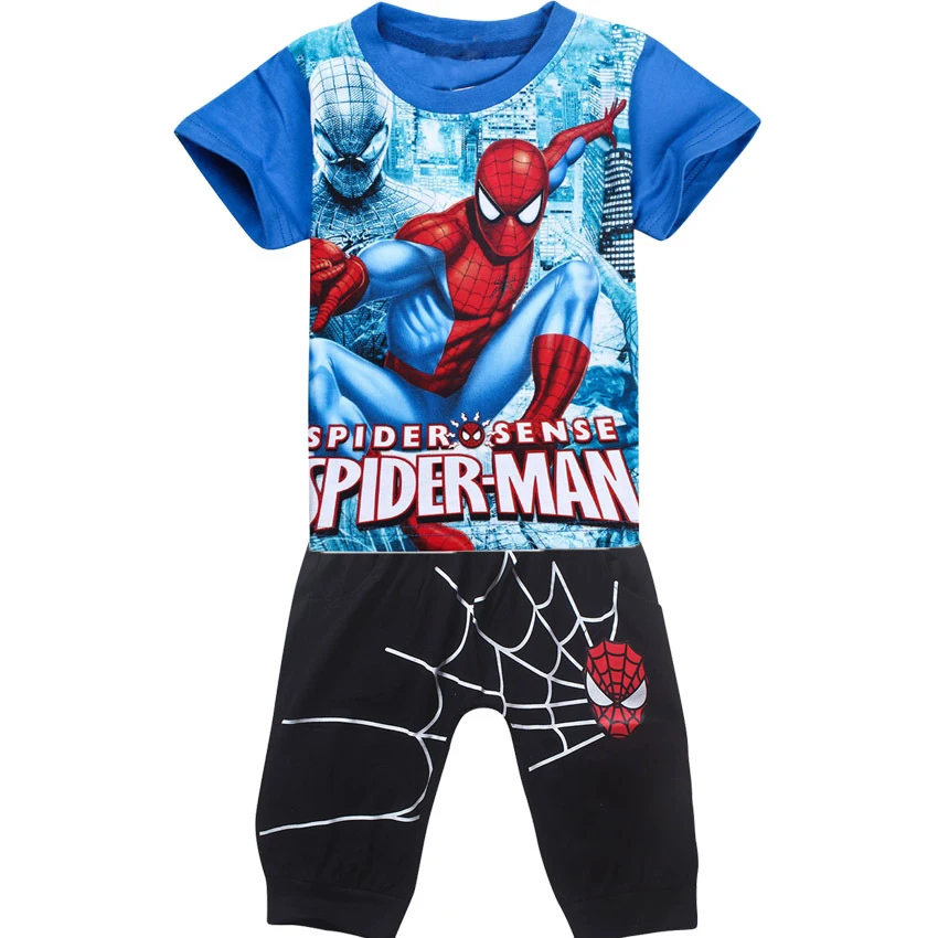 Summer baby boy clothes spiderman 2pcs/set suits children clothing set