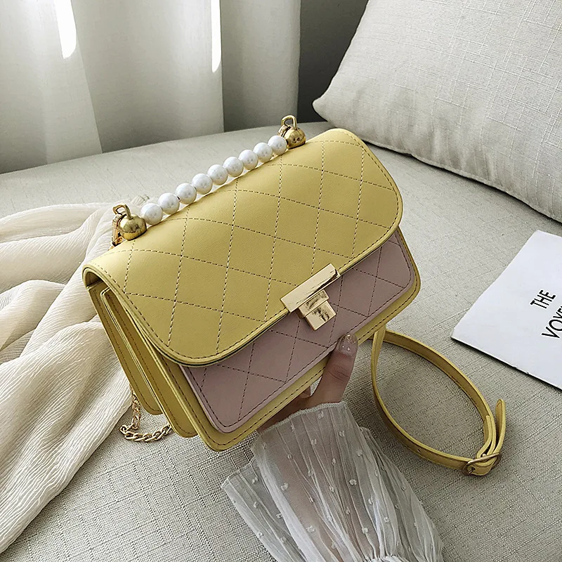 

Female Crossbody Bag For Women 2019 High Quality PU Leather Luxury Handbag Designer Sac Main Ladies Pearl Shoulder Messenger Bag