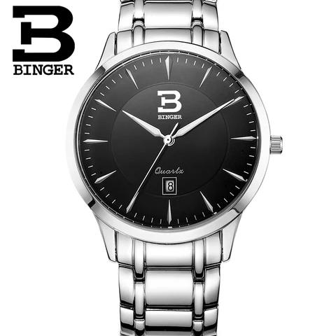 Relógio de Pulso Relógio de Quartzo Super Fino Moda Estilo Negócio Binger Marca Masculina Couro – Aço Analógico 2020 Relógio Masculino