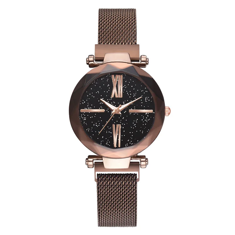

High 1 Pcs Women Wrist Quartz Watch Fashion Starry Sky with Alloy Strap Magnetic Buckle DSM