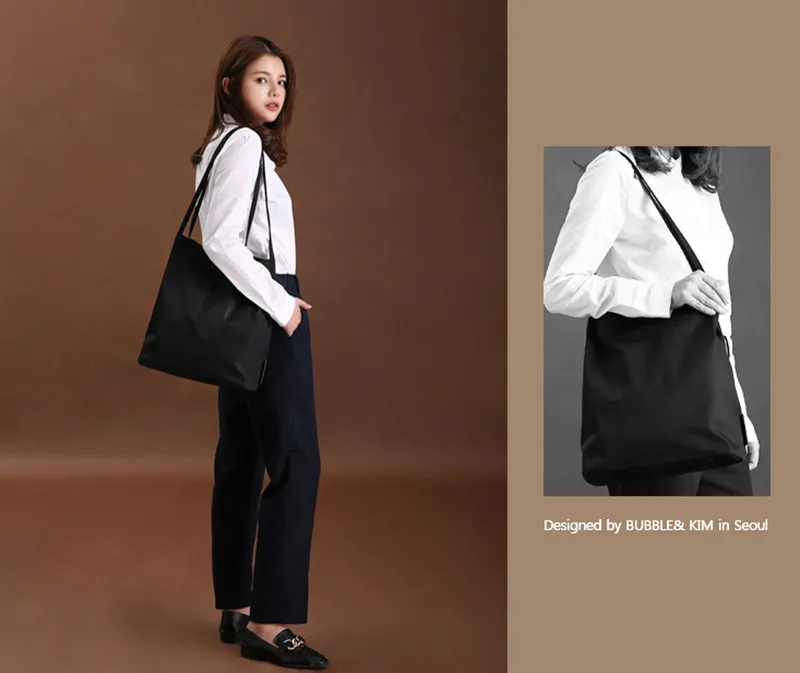 Корейская женская сумка-мешок, Повседневная Большая вместительная нейлоновая водонепроницаемая сумка на плечо, универсальные Оксфордские сумки, пляжная сумка-тоут для отдыха